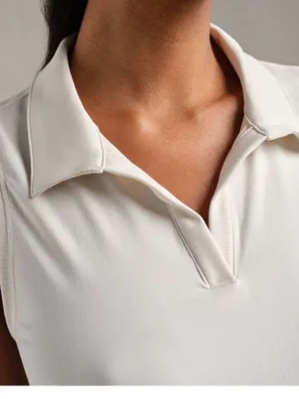 Tuckernuck Cream Ribbed Sleeveless Polo Top